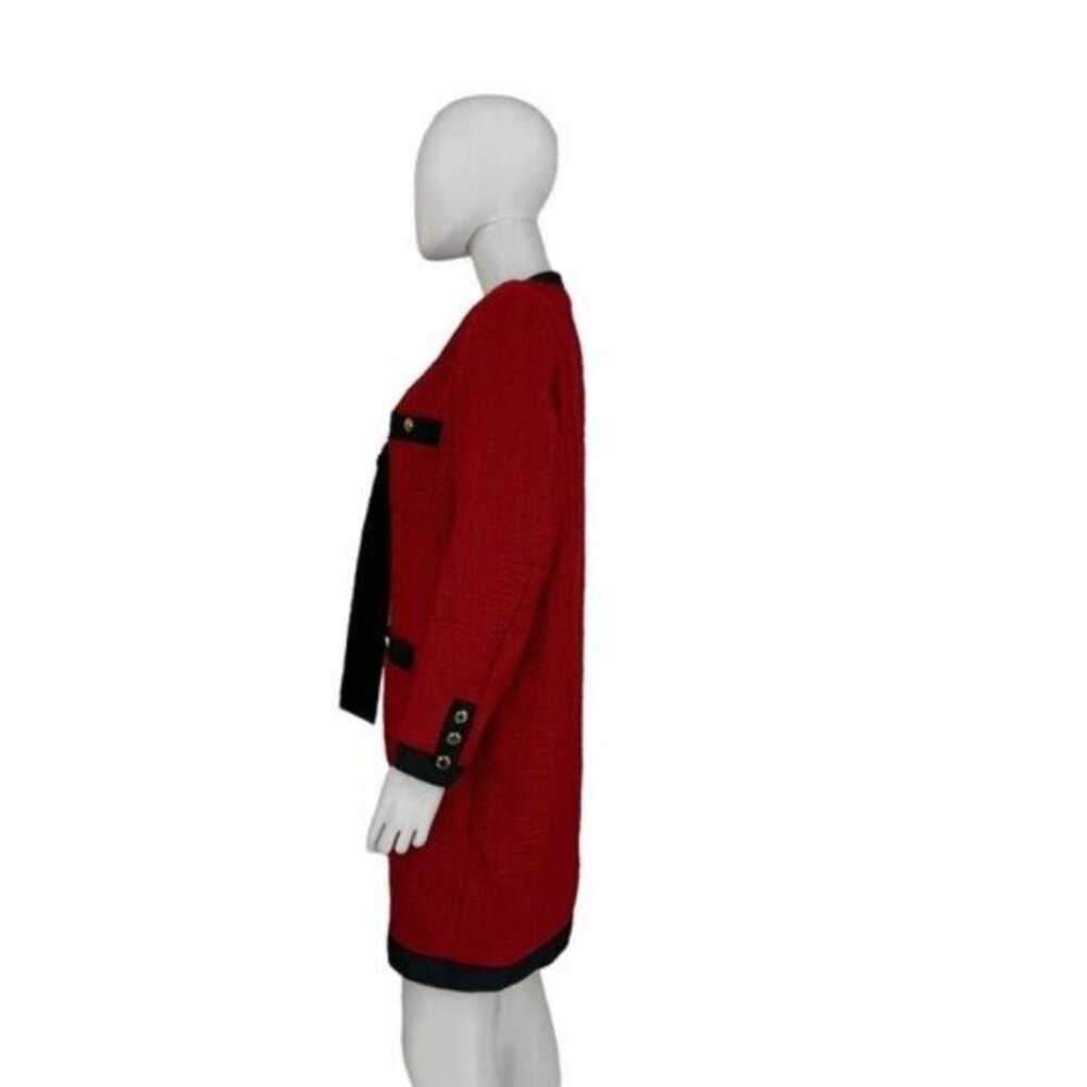 Pomander Place NEW Red Coco Tweed Long Sleeve Retro Preppy Mini Dress Size XL - Picture 9 of 13